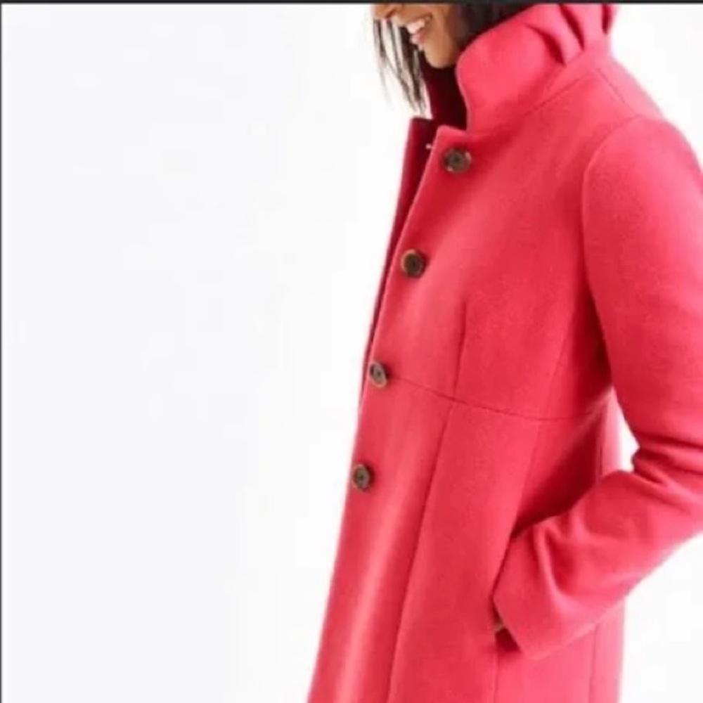 J. Crew Factory Uptown Ruffle Collar Coat in Coral 🪸